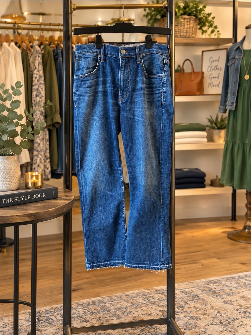 Citizens of Humanity Drew Crop Flare Jeans in Medium Blue Denim
